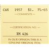 Image 3 : Canada silver dollar 1957 PL-65 ICCS