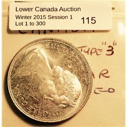 Canada silver dollar 1965 Large beads blunt 5 heavy cameo mint state