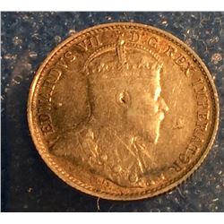 Canada silver 5 cents 1906 planchet flaw EF.