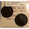 Image 1 : 1 cent 1886 obverse 2 EF, 1 cent 1890 EF. Lot of 2 coins.