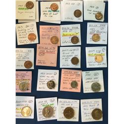 Canadian Decimal Variety Lot; 20 coins with different varieties all described on the envelopes, some