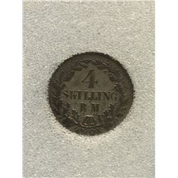Denmark 4 Skilling 1854; NNC certified VF-35. KM # 758.1.