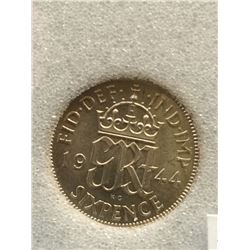 Great Britain 6 Pence 1944; NNC certified MS-65.