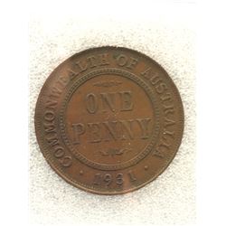 Australia 1 Penny 1931; NNC certified XF-40.