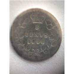 5 cents 1890H; NNC certified AU-55.