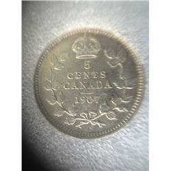 5 cents 1907; NNC certified AU-55.