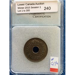 Fiji 1 Penny 1952; NNC certified MS-63.