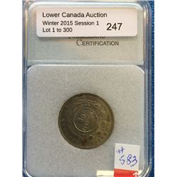 Costa Rica 50 Centavos 1923; NNC certified MS-62 Counterstamped on 1890.