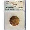 Image 3 : Great Britain 1 Farthing 1944; NNC certified MS-66 Red.