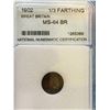 Image 5 : Great Britain 1/3 Farthing 1902; NNC certified MS-64 Brown.