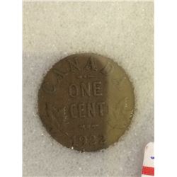 1 cent 1922; NNC certified F-15.