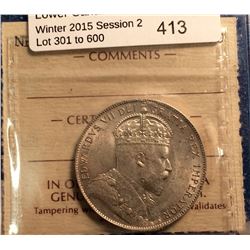 Newfoundland 50 cents 1907; ICCS certified AU-50.