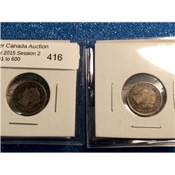 5 cents 1881H and 1891 both coins in VG-8. Lot of 2 coins.