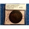Image 1 : Half penny token 1812, lower Canada TIFFIN-LC46A1, Four top leaves/no cannonballs.