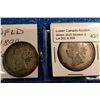 Image 1 : Newfoundland 50 cents 1899 Narrow 99 in VG-8 and 1900 in VG-8. Lot of 2 coins.