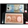Image 2 : New Zealand 10 Shillings note (ND) UNC Signature Fleming with security treads and 10 dollars note (N