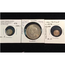 Great Britain1944 half crown and Imitation coin lot of three.