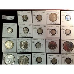 Canada and NFLD Silver 10 cents-50 cents and one dollar lot from 1917 to 1966