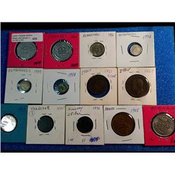 France 2 Franc 1943 and 2 Francs 1944 Aluminum. Netherlands 10 cents 1936,1939 & 1978 plus 25 cents 