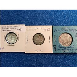 Poland 1/2 Grossus 1549, 3 Grossus 1598 and 6 Grossus 1662. Lot of 3 coins.