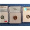 Image 1 : USA; 1 cent 1957; NNC certified MS-67 Red Libierty error, 10 cents 1957; NNC certified PR-70 and 10 