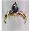 Image 2 : MYSTIC TOPAZ RING MARQUISE CUT SET IN 10 K YELLOW GOLD WITH SMALL DIAMONDS ON