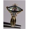 Image 6 : MYSTIC TOPAZ RING MARQUISE CUT SET IN 10 K YELLOW GOLD WITH SMALL DIAMONDS ON
