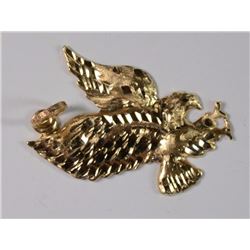 14K YELLOW GOLD EAGLE PENDANT .DWT. READY TO BE PUT ON YOUR GOLD CHAIN OR CORD.