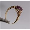 Image 5 : 10 K YELLOW GOLD LAB CREATED RUBY AND DIAMOND RING. OVAL SHAPED CENTER STONE