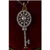Image 4 : 10 K YELLOW GOLD DIAMOND OVAL KEY PENDANT. VERY FANCY & SLEEK. PAVE DIAMOND KEY: