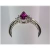 Image 4 : 14 K WHITE GOLD LAB CREATED RUBY AND DIAMOND RING. SIZE 7. WHAT A SWEET PEAR