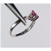 Image 5 : 14 K WHITE GOLD LAB CREATED RUBY AND DIAMOND RING. SIZE 7. WHAT A SWEET PEAR