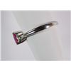Image 6 : 14 K WHITE GOLD LAB CREATED RUBY AND DIAMOND RING. SIZE 7. WHAT A SWEET PEAR