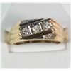 Image 1 : VINTAGE GENTS 10K YELLOW GOLD &  DIAMOND RING. CLASSIC MENS RING WITH 3 NICE