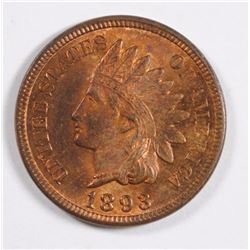 1893 INDIAN HEAD CENT, GEM BU, NICE