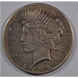 1928 PEACE SILVER DOLLAR, XF KEY COIN