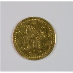 1851 GOLD CALIFORNIA HALF DOLLAR, VALUE IN WREATH, WAS PROBABLY ON A STICK PIN