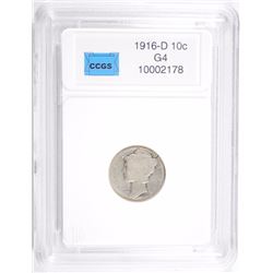 1916-D MERCURY DIME, CCGS GOOD  RARE KEY COIN!