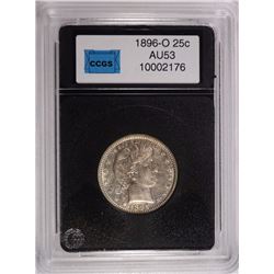 1896-O BARBER QUARTER,CCGS  AU  RARE