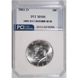 1964-D KENNEDY HALF DOLLAR, PCI SUPERB GEM BU