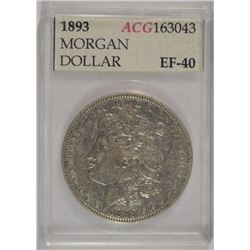 1893 MORGAN SILVER DOLLAR, ACG EF