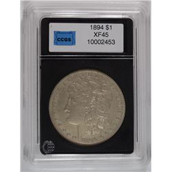1894 MORGAN SILVER DOLLAR, CCGS GRADED XF/AU  KEY COIN!