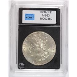 1900-S MORGAN SILVER DOLLAR, CCGS GRADED CHOICE BU  SEMI-KEY