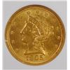 Image 2 : 1905 $2.50 GOLD, PCI CHOICE BU  PRETTY!