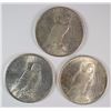Image 2 : 3 AU/BU PEACE DOLLARS 1922-D, 23. 25-S