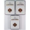 Image 1 : ( 3 ) 1954-D LINCOLN CENTS, NGC MS-66 RED NGC PRICE GUIDE=$38.00 EACH