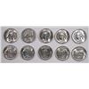 Image 1 : LOT OF ( 10 ) GEM BU 1942-S SILVER WAR NICKELS