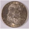 Image 1 : 1952 FRANKLIN HALF DOLLAR, CHOICE BU MINT ERROR,  CLIPPED PLANCHET IN  "TRUST"