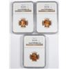 Image 1 : ( 3 ) 1954-D LINCOLN CENTS, NGC MS-66 RED NGC PRICE GUIDE=$38.00 EACH