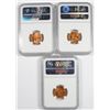 Image 2 : ( 3 ) 1954-D LINCOLN CENTS, NGC MS-66 RED NGC PRICE GUIDE=$38.00 EACH